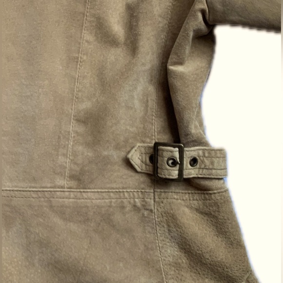 Suede lined beige tan moto jacket, women's, zipper closure, NY & Co | large - Picture 9 of 9